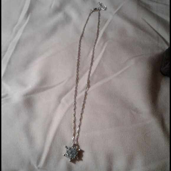 Blue Snowflake Necklace. Stones CZ - Picture 2 of 4
